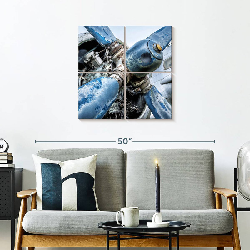 Bleu, vieille hélice, H 26 po x l 26 po