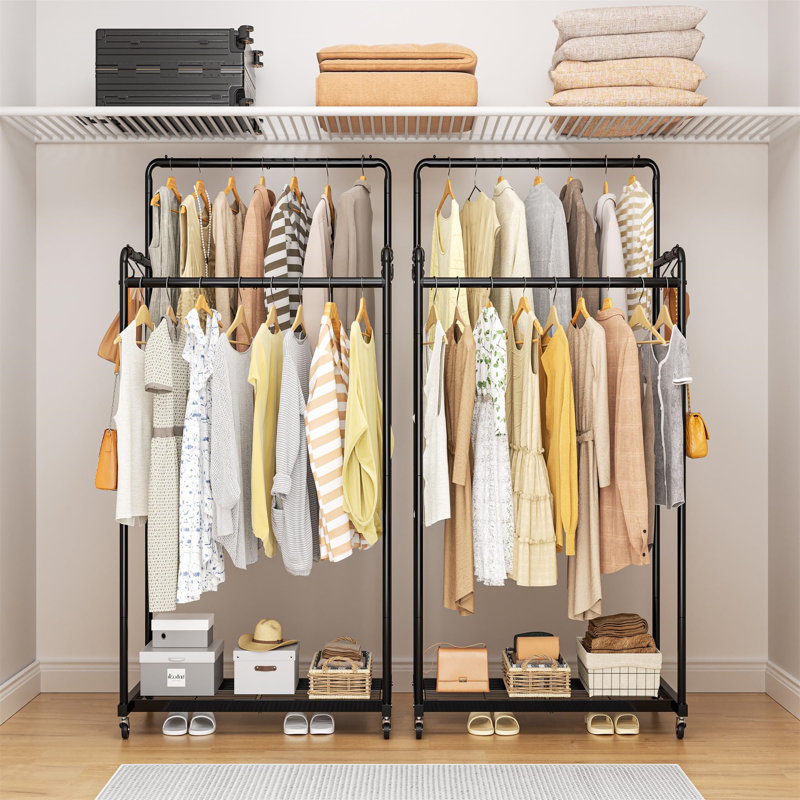 Pinnell 72.5cm Rolling Clothing Rack, Black