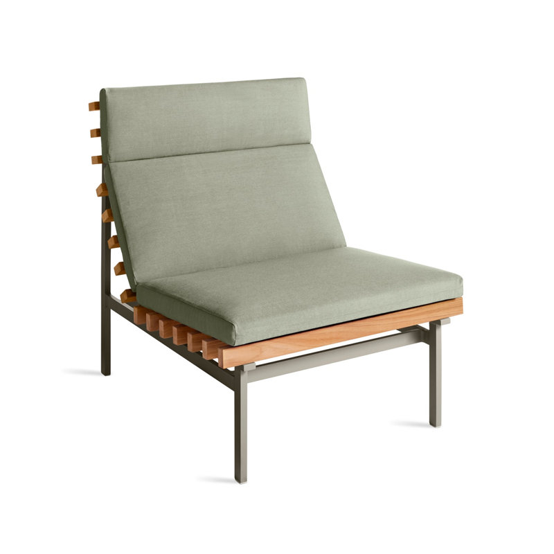 Perch Outdoor Teak Chaise Lounge, Sunbrella Linen, Charcoal
