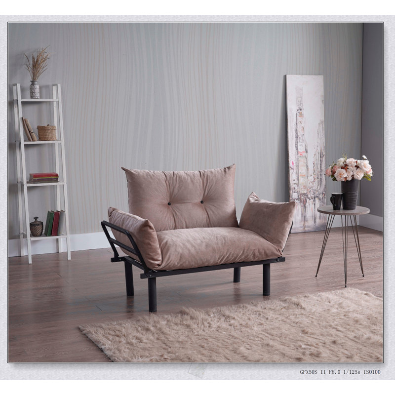 Causeuse futon convertible Sona - Canapé-lit moderne pour le salon, design confortable et peu encombrant, Beige