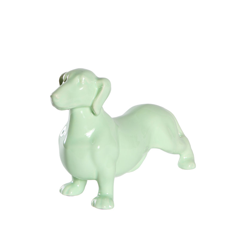 Figurine Rideau, Vert lustré, H 6,61 po x l 10,82 po x P 3,62 po, Teckel