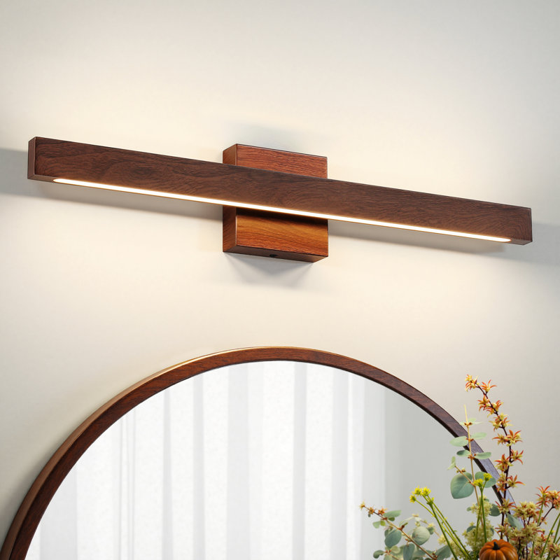 24-Inch 5CCT Dimmable Bathroom Vanity Light, 4.5" H x 24" W x 2.8" D, Walnut