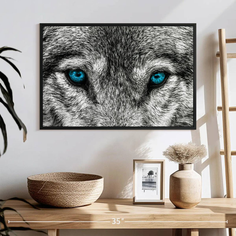 Loup frais, Cadre flottant noir, 40 po x 27 po