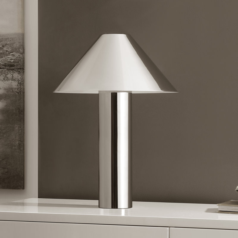 Cheri 20.5 Inch Chrome/White Metal Table Lamp, Chrome