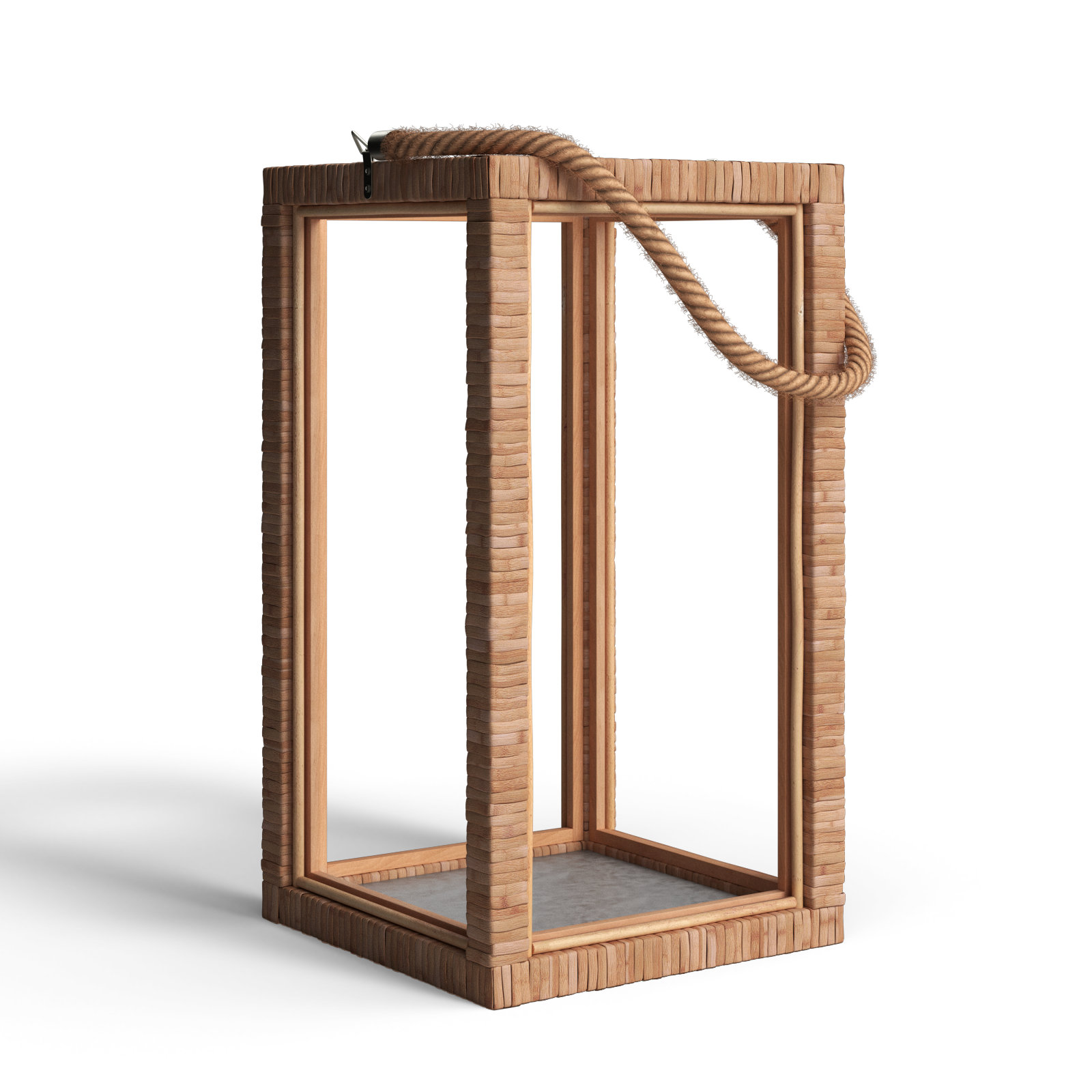 Rattan Lantern Candle Holder, 16.5" H x 9" W x 9" D