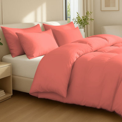 Cotton Solid Colour Duvet Cover Set with Pillow Shams Included