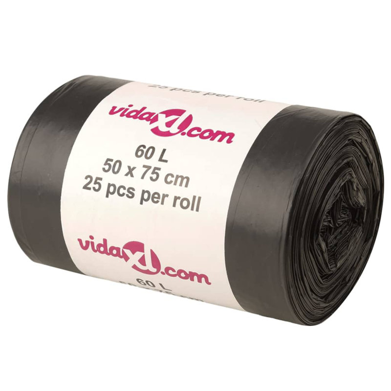 Sacs poubelle Vidaxl 250 pièces noir 15,9 gal