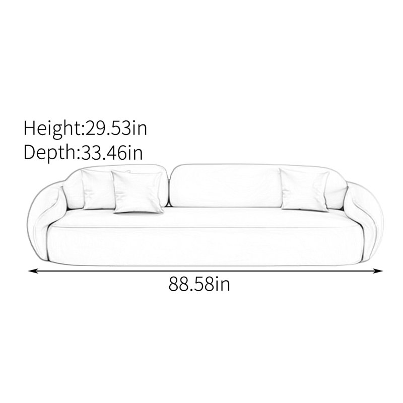 Meggan, H 29,53 po x l 88,58 po x P 33,46 po, 3