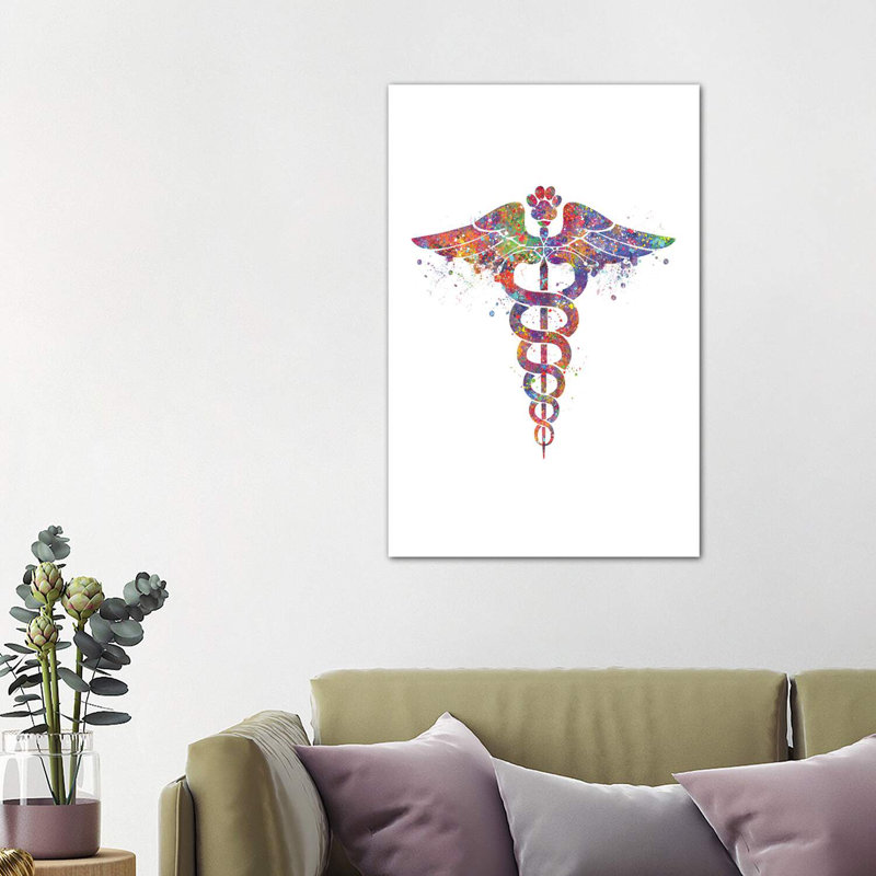 Caduceus Vet Paw by Genefy Art - Wrapped Canvas Print, 101.6 cm H x 66.04 cm W x 1.91 cm D