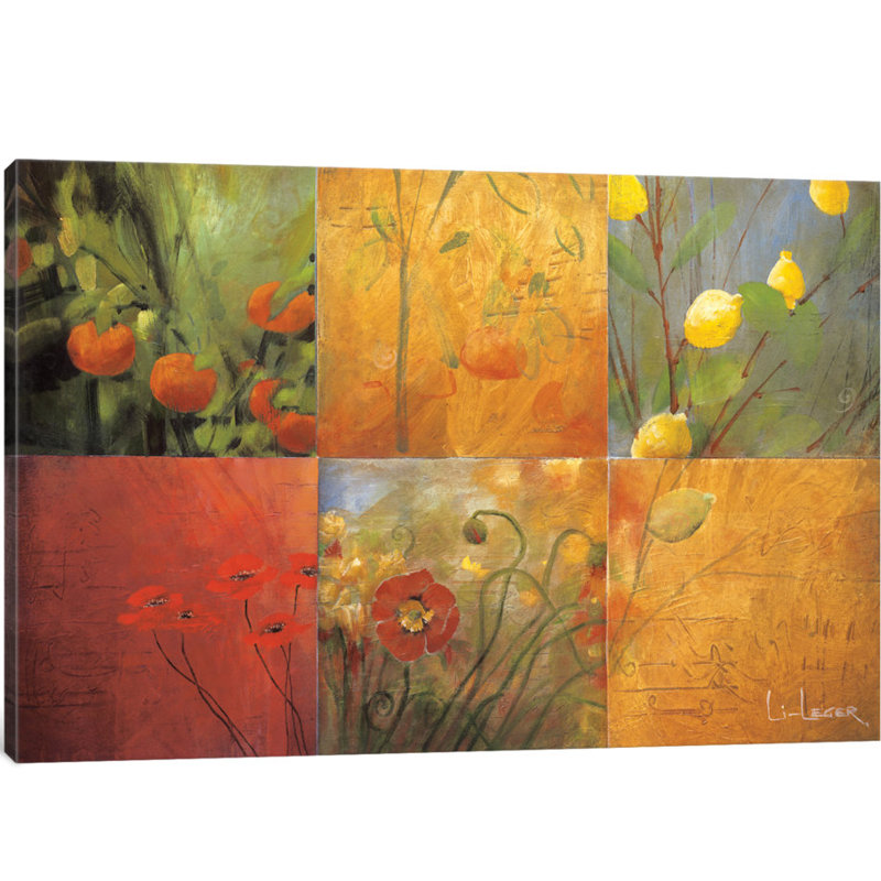 « citrus jardin », reproduction d’art sur toile tendue, H 16 po x l 24 po x P 1 po, Papier d'art encadré noir, Blanc
