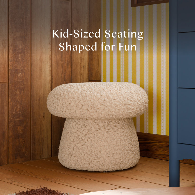 Mini Mushroom Pouf, Chai Shearling, Standard