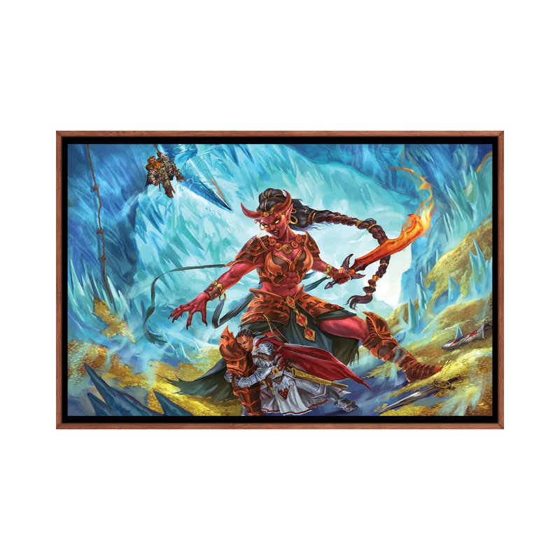 Efreeti Fight - reproduction d'art murale - toile encadrée, Brun, H 26 po x l 40 po