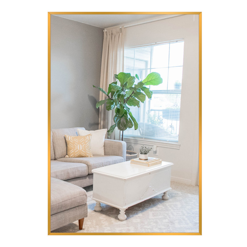 Talma Wood Flat Mirror, 38" H x 26" W, Gold