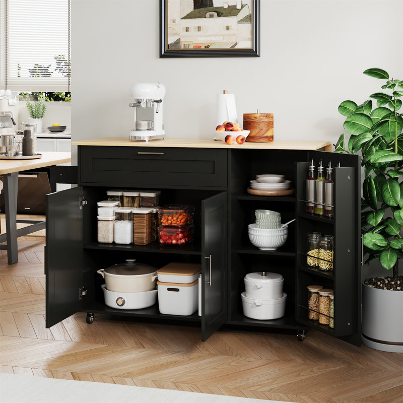 132.5 cm W Kitchen Island with Top, Black