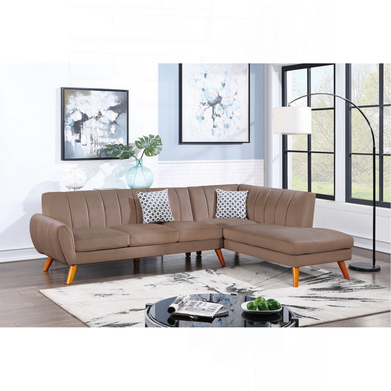 Ensemble de canapé modulaire 2 pièces Contemporary, Velours brun clair