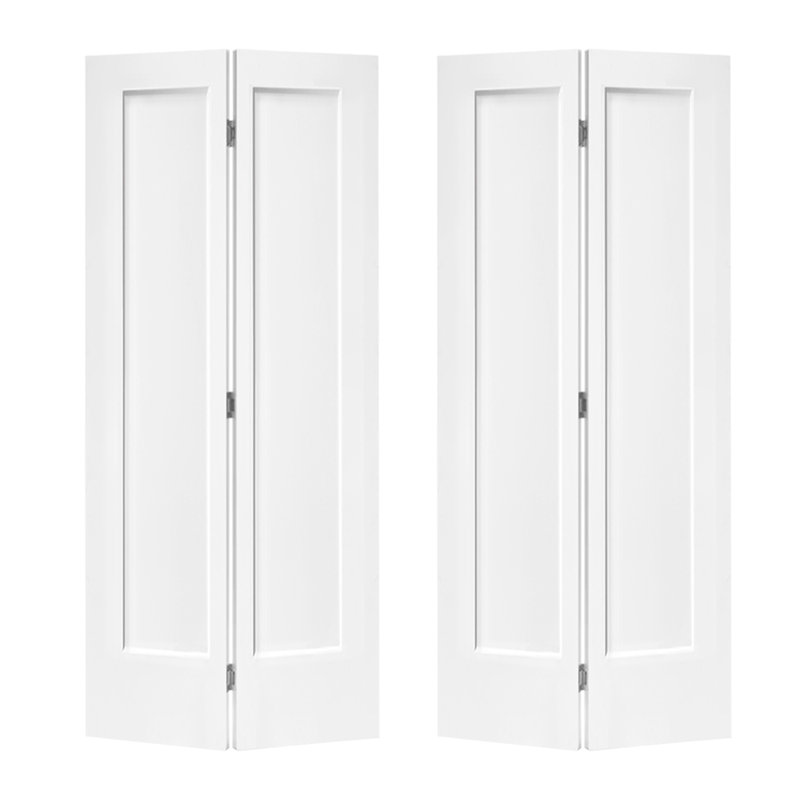 Paneled MDF Composite Double Bifold with Installation Hardware Kit, White, 80" H x 60" W