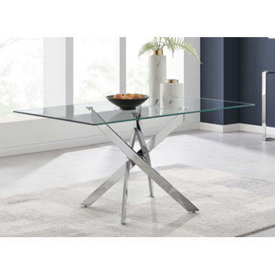Table polyvalente en verre trempé moderne avec structure en fer robuste