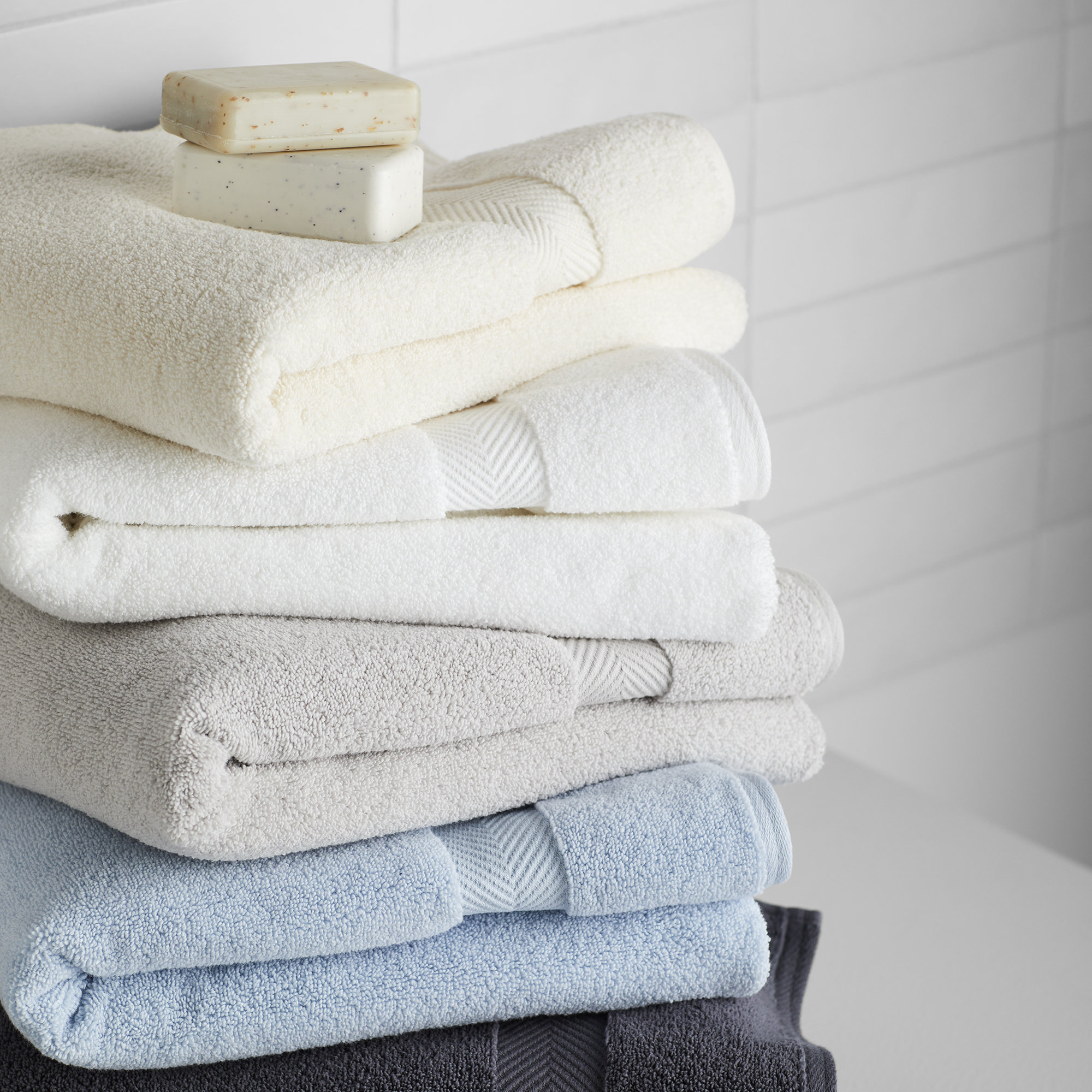 Rane Plush Cotton 6-piece Towel Set, Soft Gray