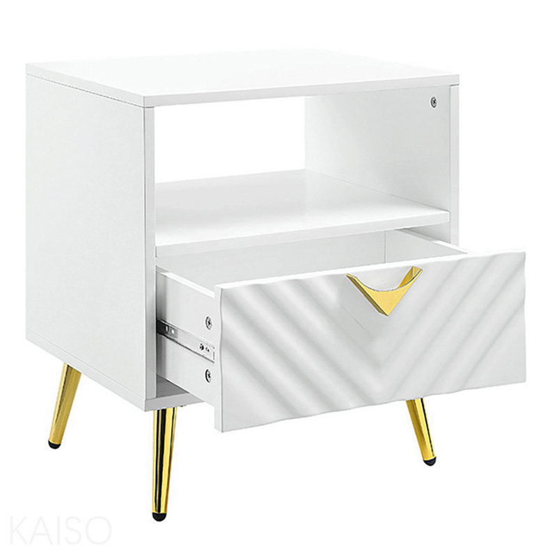 Table de bout blanche brillante avec tablette