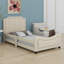 Upholstered Daybed With Classic Stripe Shaped Headboard-1453975509