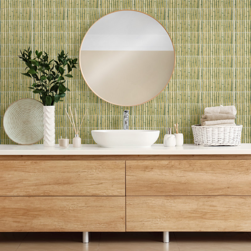 Bamboo 5.88'' W x 11.88'' L Tile, Matcha Green