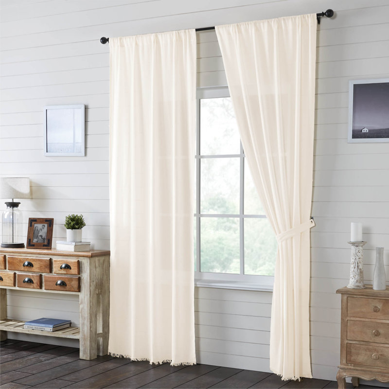 100% Cotton Sheer Curtain Pair, White