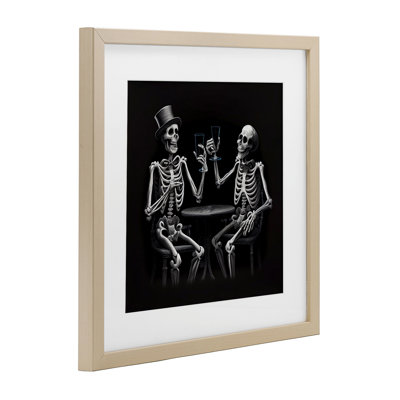 «Spooky Skeletons Cheers», reproduction encadrée sous verre, conception de Sasha