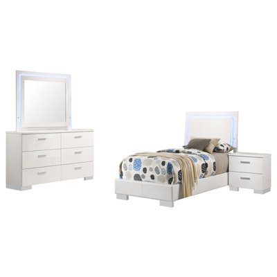 Ensemble de chambre à coucher pour lit simple 4 pièces Cleary