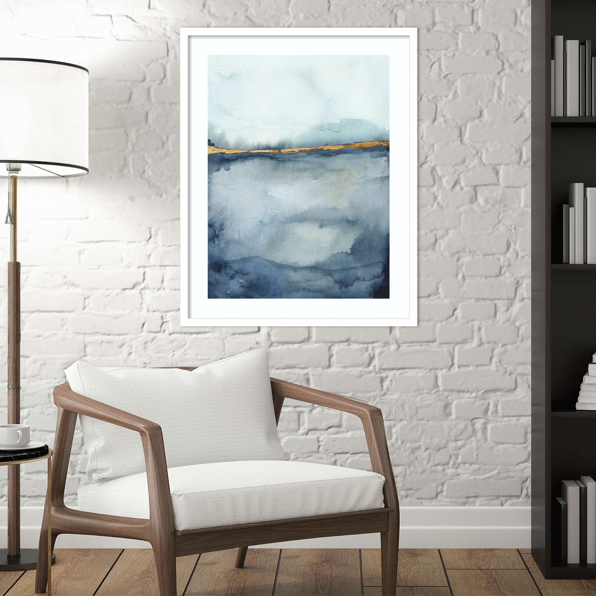 Coastal Horizon II by Victoria Borges, 29.12" H x 23.12" W x 0.88" D, White Framed Paper, White