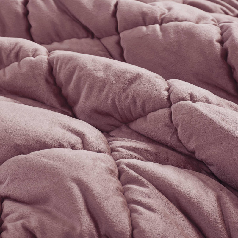 Velvet Dream Puff Velvet Comforter Set, Twin Comforter + 1 Standard Sham, Pink