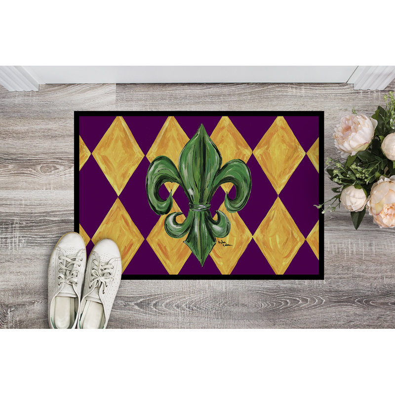 Hayslett Non-Slip Geometric Indoor Doormat, Rectangle 1'6" x 2' 3"