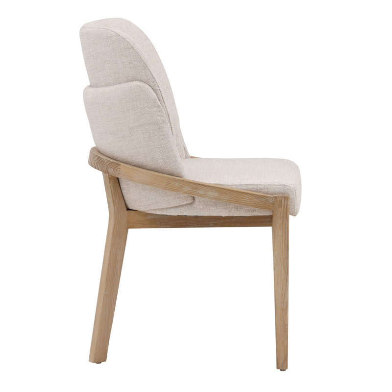 Jacquelyn Elm Upholstered Dining Chair, Off-white, White, Beige