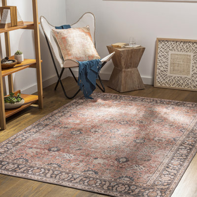 Amneris Machine Washable Traditionnal Boho Burnt Orange Area Rug