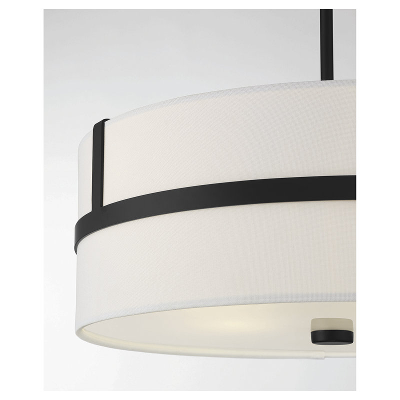 Luminaire suspendu tambour simple 4 lumières Gilbreath, Noir mat