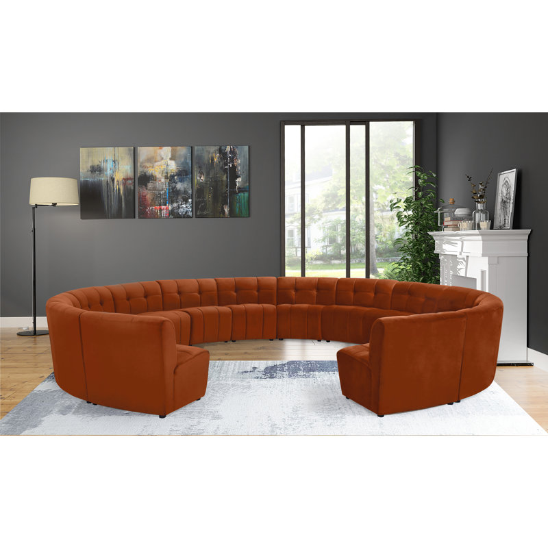 Jedson Velvet Sectional Symmetrical, Cognac Velvet