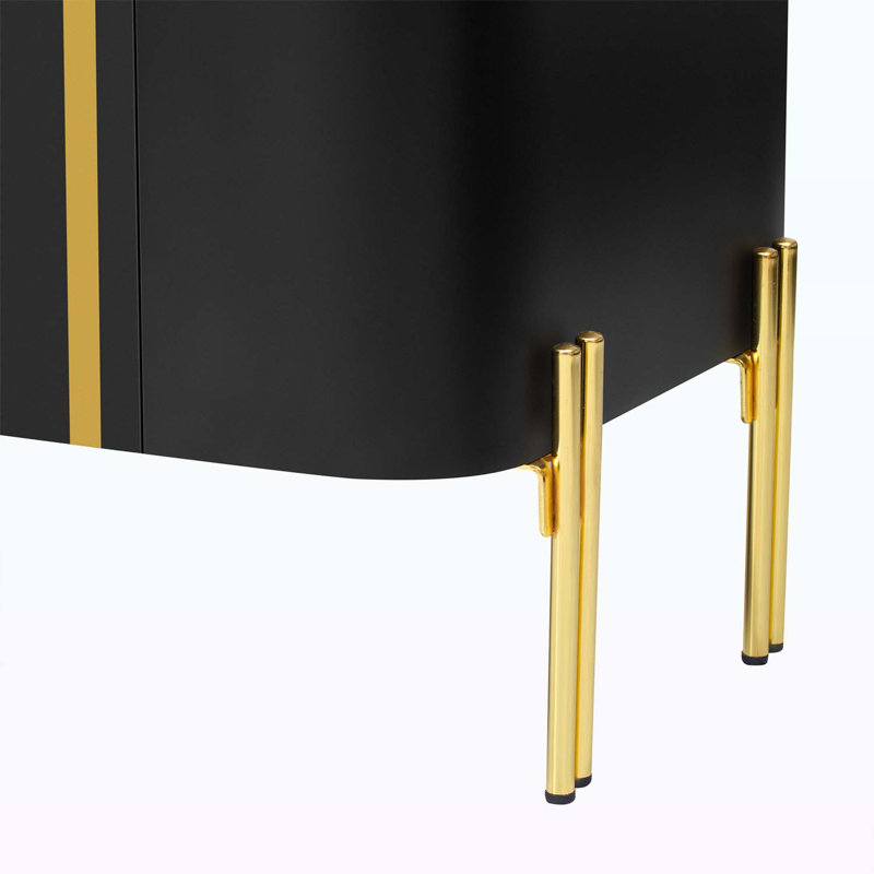 74.8'' Console Table for TVs up to 80 Inches, Black/Gold, Black