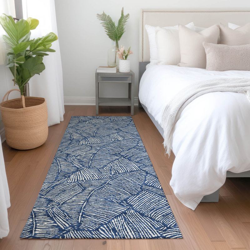 Premium Machine Washable Prisco Navy Rug, Runner 2'3" x 7'6"