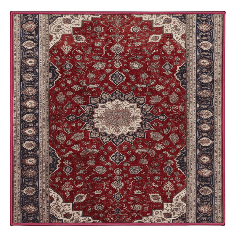 Machine Washable Persian Brown Area Rug, Square 6'