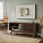Mid-Century Modern 46-Inch Walnut TV Stand with Slatted Sliding Door and Storage Media Console Entertainment Center for Living Room