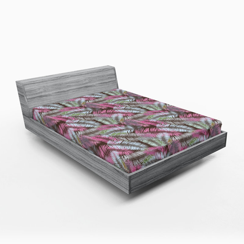 Drap-housse Ambesonne, Rose pastel, bleu doux / floral 1, Drap-housse de taille très grand