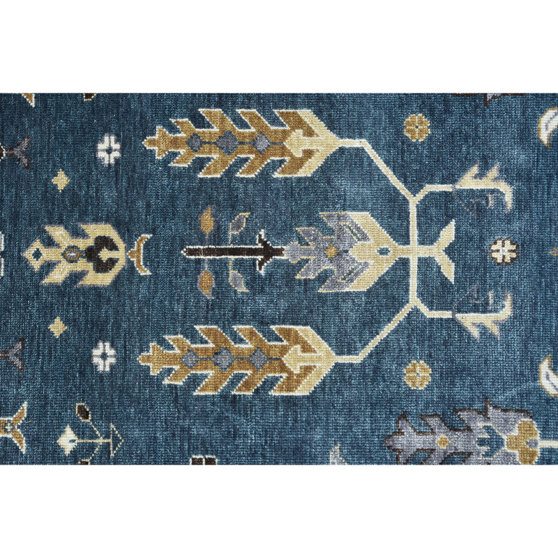TUKNTR456BLPU Wool Oriental Area Rug, Rectangle 9' x 12'
