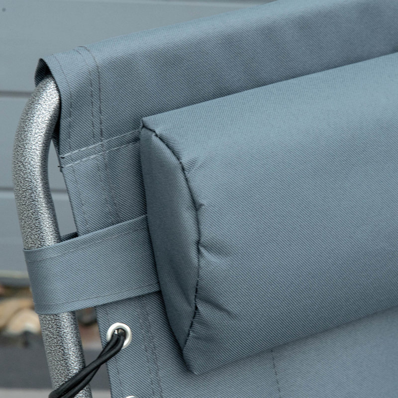 Padded Folding Chaise Lounge Chair, Gray