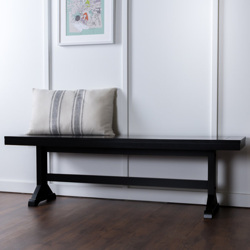 Amarapal Trestle Wood Dining Bench, Black