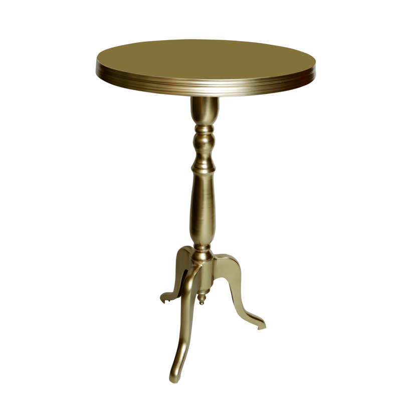 Myrtie Chrome Cast Aluminum Side Table, Antique Brass