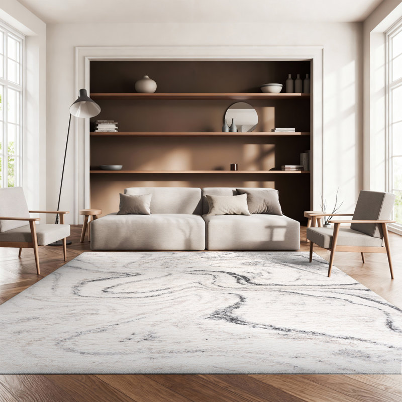 Speight Abstract Indoor Rug, Ivory/Gray, Rectangle 8' x 10'