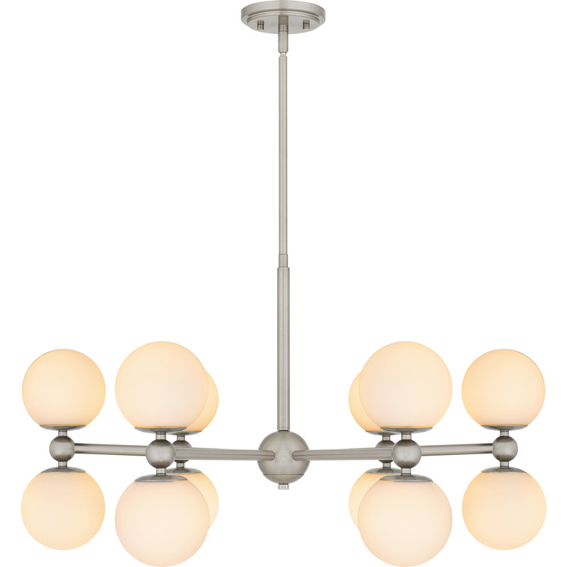 Lustre en nickel brossé 12 lumières Nonah, Nickel brossé