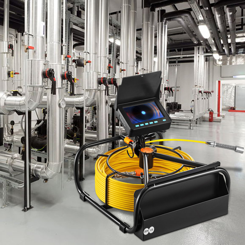 Caméra d'égout, 98,4 pi / 30 m, 4,3 po Caméra de contrôle de drain de tuyau avec fonction DVR et lumières DEL, endoscope IP68 imperméable, endoscope industriel pour la plomberie murale