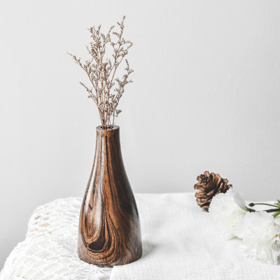 Vase de table en bois brun Aleshya