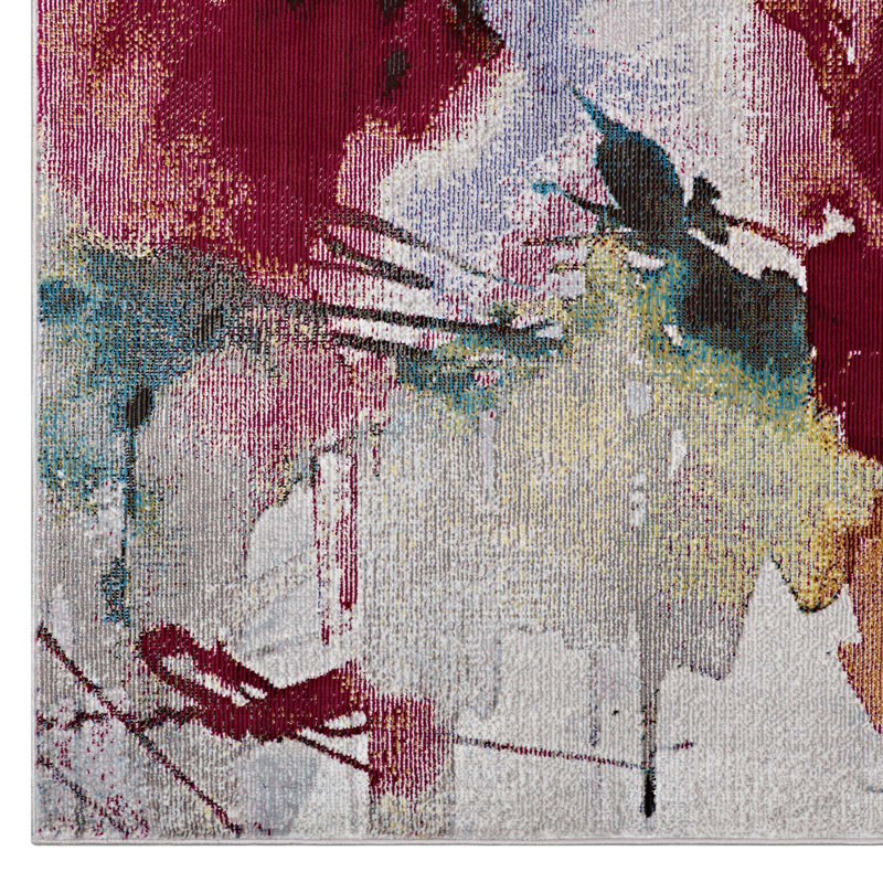 Modway Blume Abstract Floral Area Rug, Rectangle 4' x 6'