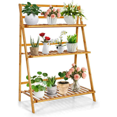 Lombardo Outdoor 3 Tiers Bamboo Plant Stand